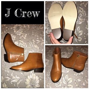 J Crew brown low zip boots.